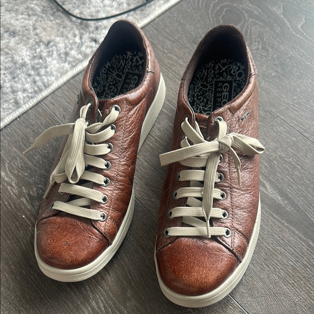 Geox Men's Brown Leather Sneakers